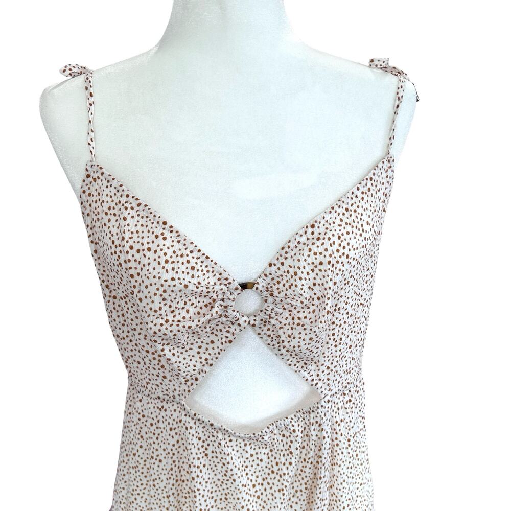 Sanctuary Swim Coverup Dress Womens Large‎ White Brown Strappy 100% Cotton NWT - Picture 3 of 13
